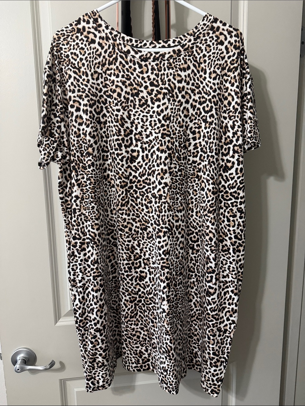 Leopard Print Sleep Shirt - Beige/Black